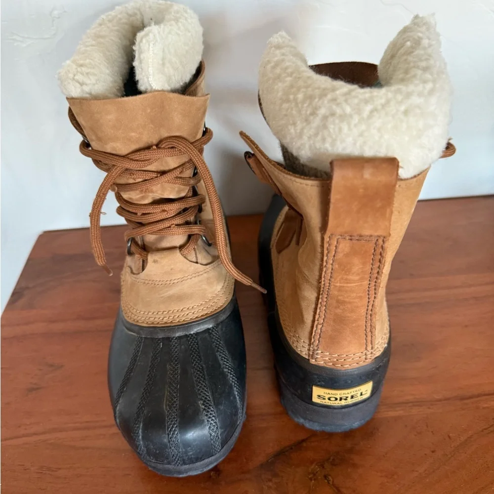 Sorel Men's Tan and Black Winter Boots‎ Caribou Sz 7